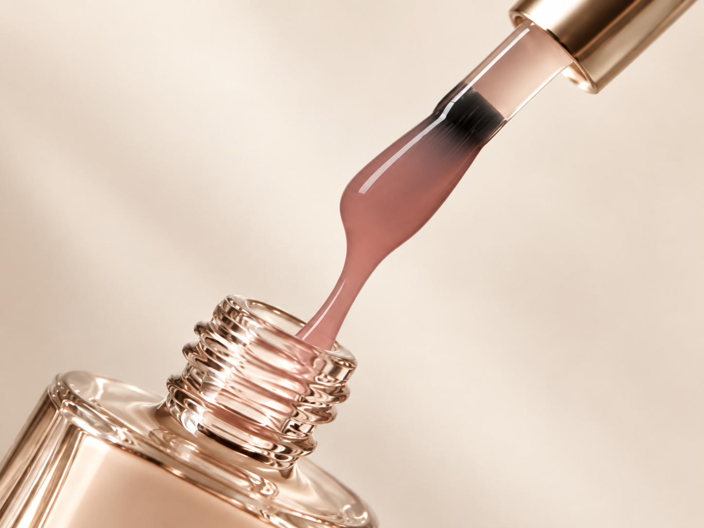 Close-up of a natural gel manicure